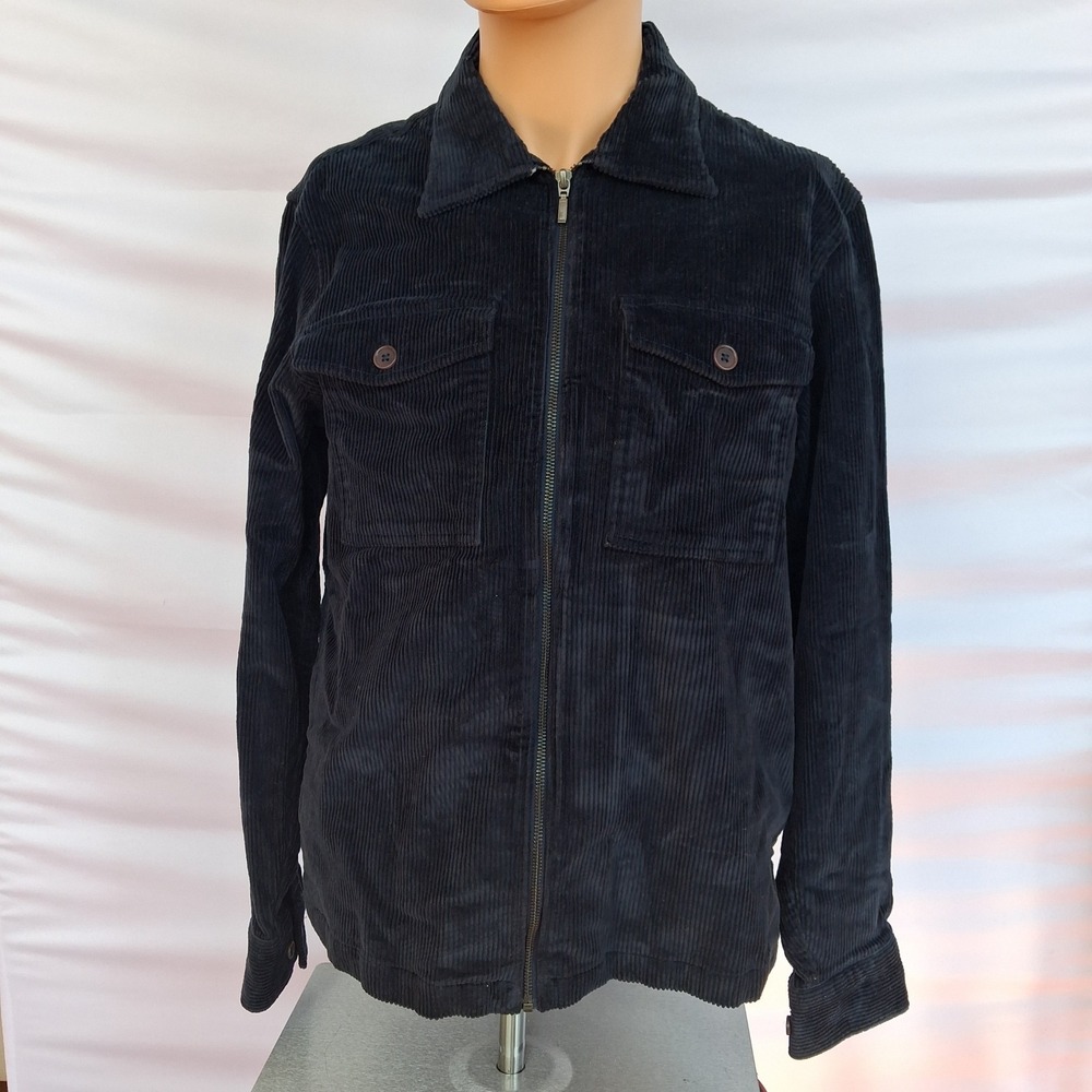 Banana Republic Mens Navy Blue Corduroy Zip Up Trucker Jacket Size M